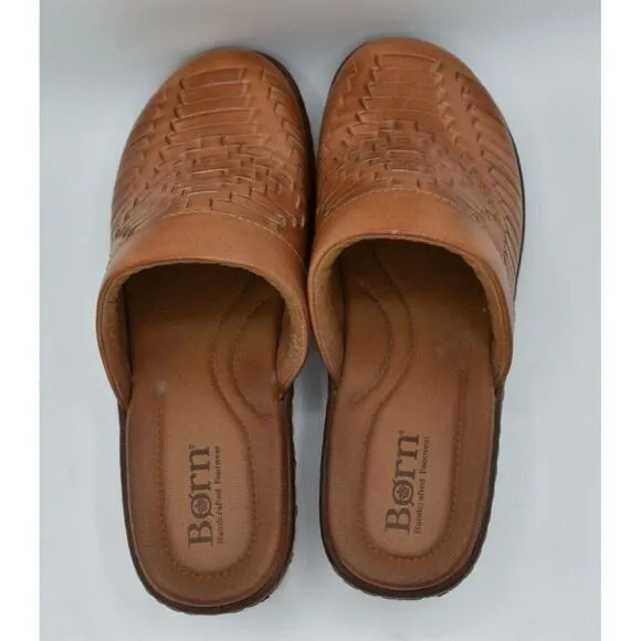 Born Womens Size 8 Yucatan Natural Full Grain Leather Slip On Clogs Mules Shoes