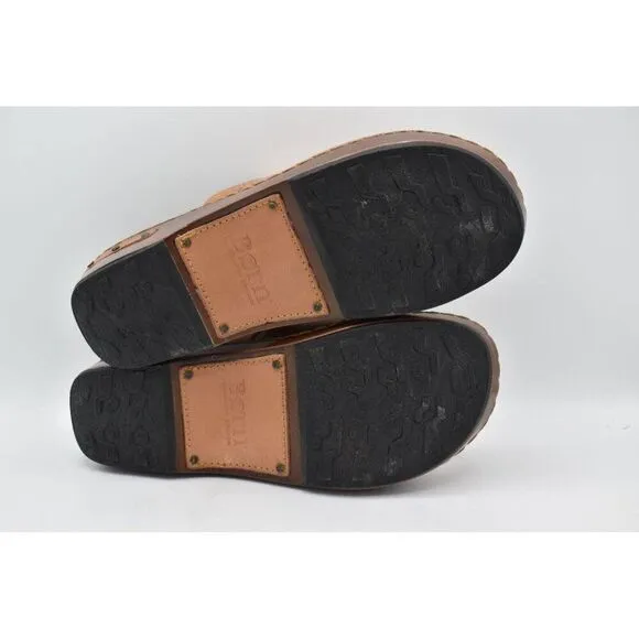 Born Womens Size 8 Yucatan Natural Full Grain Leather Slip On Clogs Mules Shoes