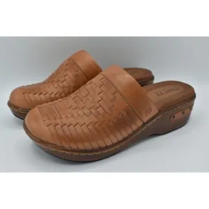 Born Womens Size 8 Yucatan Natural Full Grain Leather Slip On Clogs Mules Shoes