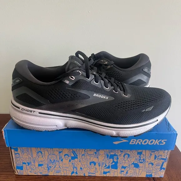 Brooks Ghost 15 black rose gold‎ athletic running shoes womems 12 wide