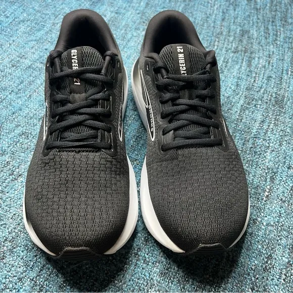 Brooks Glycerin 21 Running Shoes in Black White WIDE Width