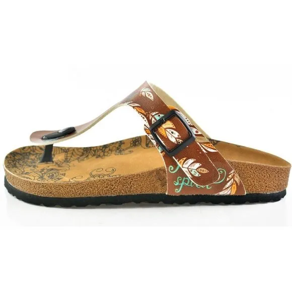 Brown Arrow T-Strap Sandal - Calceo Line of Goby Shoes
