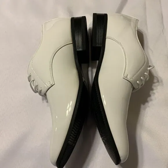 Bruno Marc size 11 white tuxedo shoes. NWOT never worn