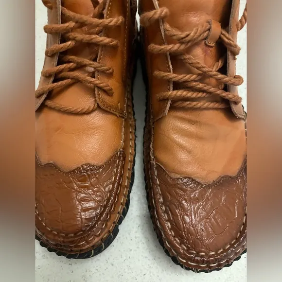 Calceus Men's Cognac Brown Leather Street Lace Up Chukka Boots Shoes‎ 10 43