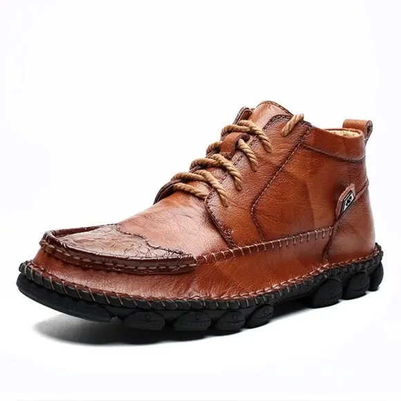 Calceus Men's Cognac Brown Leather Street Lace Up Chukka Boots Shoes‎ 10 43