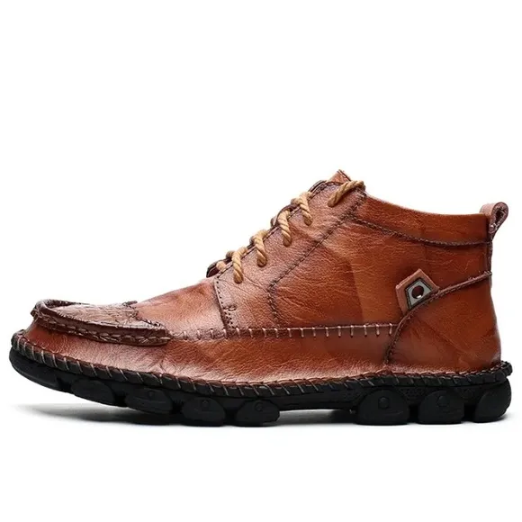 Calceus Men's Cognac Brown Leather Street Lace Up Chukka Boots Shoes‎ 10 43