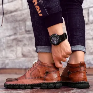 Calceus Men's Cognac Brown Leather Street Lace Up Chukka Boots Shoes‎ 10 43