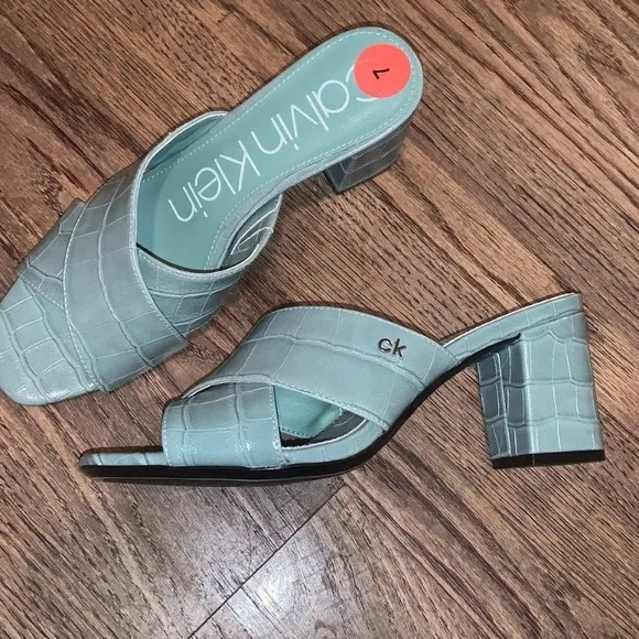 Calvin Klein Women's Turquoise Slide Sandals