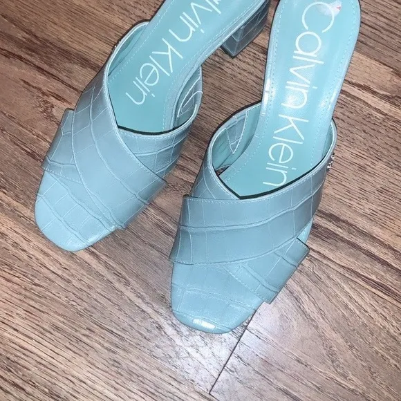 Calvin Klein Women's Turquoise Slide Sandals