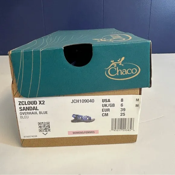 Chaco ZCloud X2 Sandals Overhaul Blue Size 8 NWT