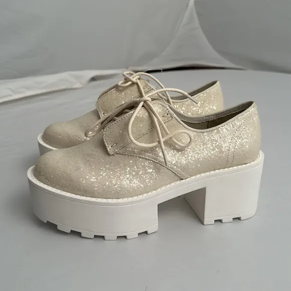 Cheap Monday Tractor iridescent glitter platform shoes