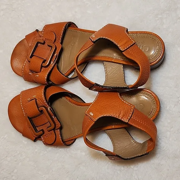 Chloe  Elegant Tan/ Brown  Leather Sandals Size 36.5/US 6.5
