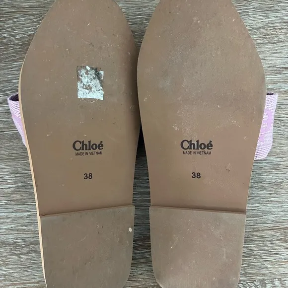 Chloe Women's Woody Logo Slide Sandals Pink Size 38 Worn Once