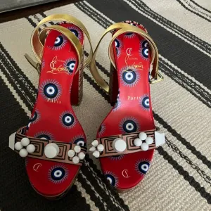 Christian Louboutin Red and Gold Sandals