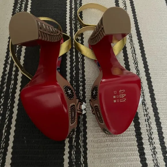 Christian Louboutin Red and Gold Sandals