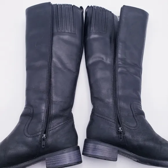 Clarks Swansea Glen Fleece Lined Waterproof Riding Boots Black Leather Size 8
