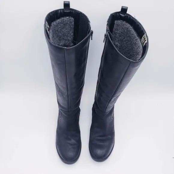 Clarks Swansea Glen Fleece Lined Waterproof Riding Boots Black Leather Size 8
