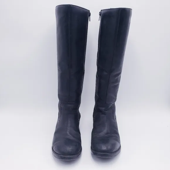 Clarks Swansea Glen Fleece Lined Waterproof Riding Boots Black Leather Size 8