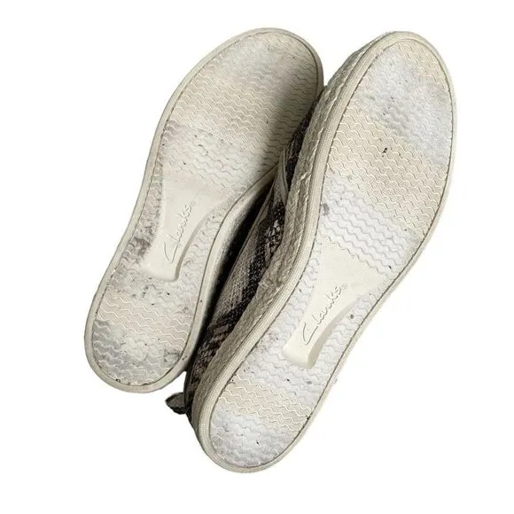 CLARKS Collection Slip On Espadrilles Shoes Snake Print Tan Brown 8.5