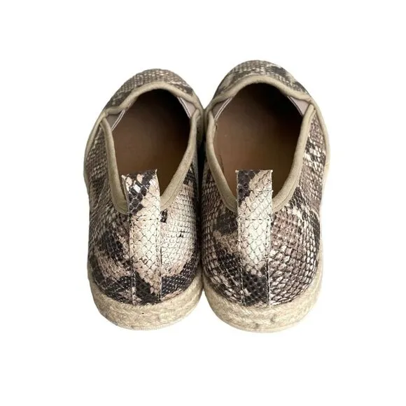CLARKS Collection Slip On Espadrilles Shoes Snake Print Tan Brown 8.5