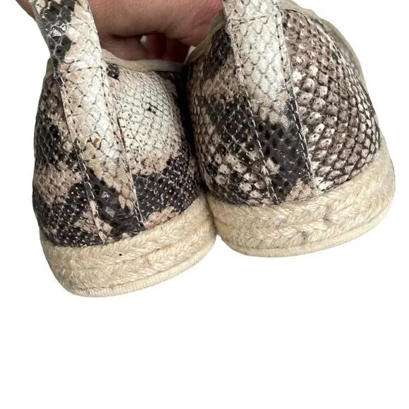 CLARKS Collection Slip On Espadrilles Shoes Snake Print Tan Brown 8.5