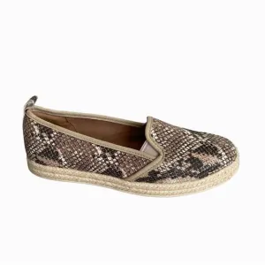 CLARKS Collection Slip On Espadrilles Shoes Snake Print Tan Brown 8.5