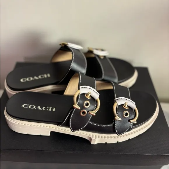 Coach Piper Black &amp; White Women's Sandals