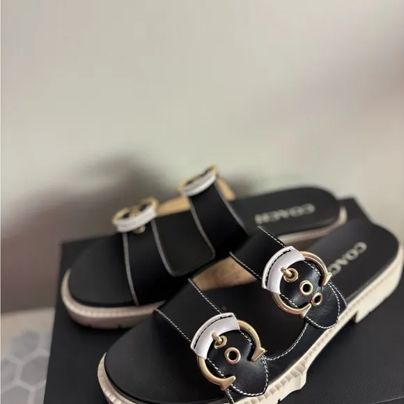 Coach Piper Black &amp; White Women's Sandals