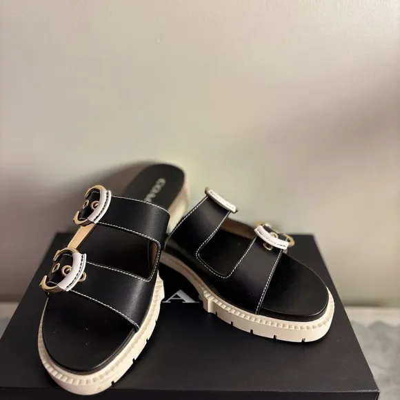 Coach Piper Black &amp; White Women's Sandals