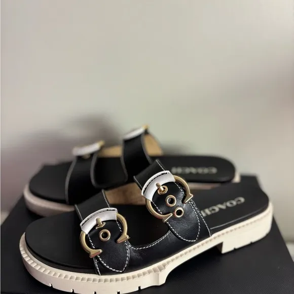 Coach Piper Black &amp; White Women's Sandals