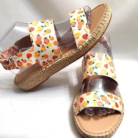 Cole Haan Grandseries Leather Fruit Filled Espadrille sandals (w sizes 7, 8)
