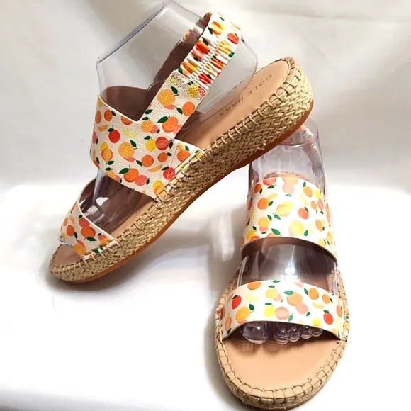 Cole Haan Grandseries Leather Fruit Filled Espadrille sandals (w sizes 7, 8)