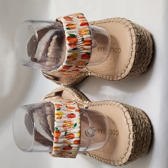Cole Haan Grandseries Leather Fruit Filled Espadrille sandals (w sizes 7, 8)