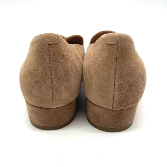 Cole Haan Viola Beige Skimmer Pointy Toe Suede Flat Women Size 8 Bow Classic