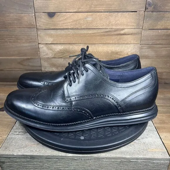 Cole Haan Mens Size 12 Original Grand Shortwing Oxford Shoes Triple Black C27984