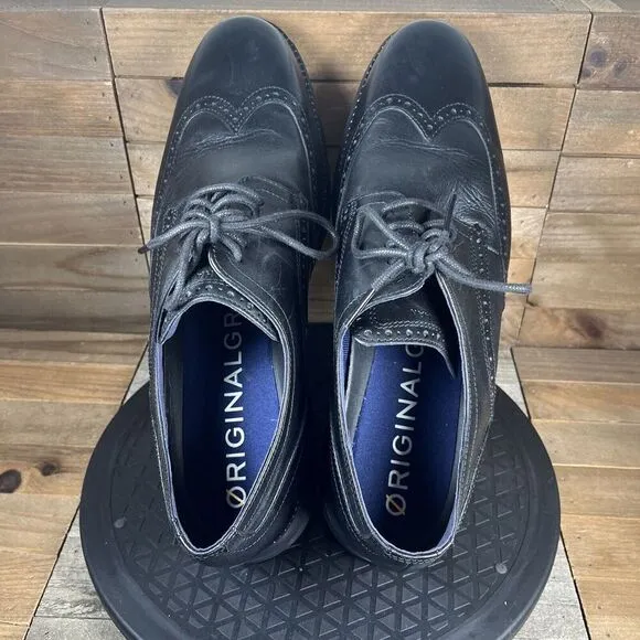 Cole Haan Mens Size 12 Original Grand Shortwing Oxford Shoes Triple Black C27984