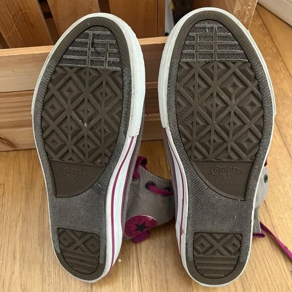 Converse Size 6 Gray &amp; Pink Chuck Taylor All Star High Top Sneakers Shoes