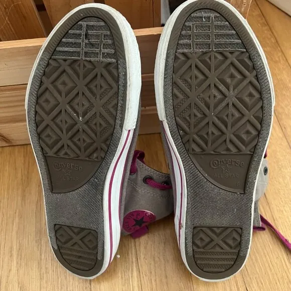 Converse Size 6 Gray &amp; Pink Chuck Taylor All Star High Top Sneakers Shoes