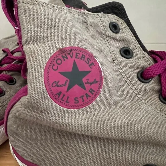 Converse Size 6 Gray &amp; Pink Chuck Taylor All Star High Top Sneakers Shoes