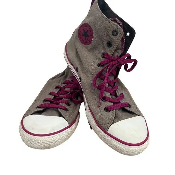 Converse Size 6 Gray &amp; Pink Chuck Taylor All Star High Top Sneakers Shoes