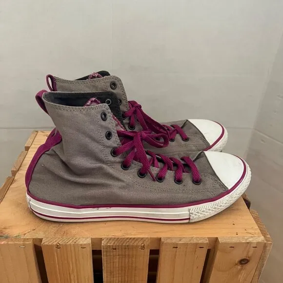 Converse Size 6 Gray &amp; Pink Chuck Taylor All Star High Top Sneakers Shoes