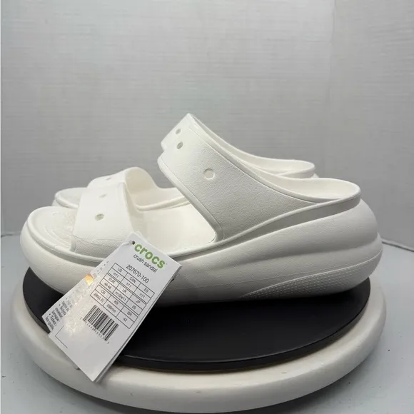 Crocs Classic Crush Sandal White Mens Unisex Slip On Shoes 207670-100 Sz 11 NEW