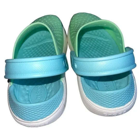 Crocs Literide kids Size 11 clogs green blue Perfect
