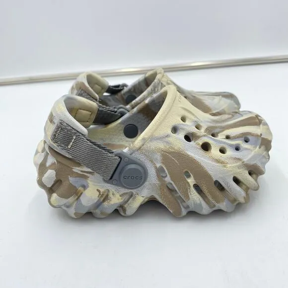 Crocs Toddler Grey Marbled Echo Clog Sandals Size 6C