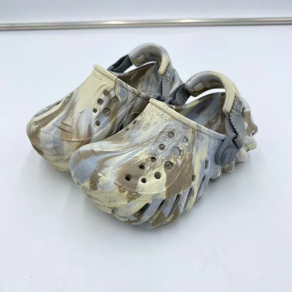 Crocs Toddler Grey Marbled Echo Clog Sandals Size 6C