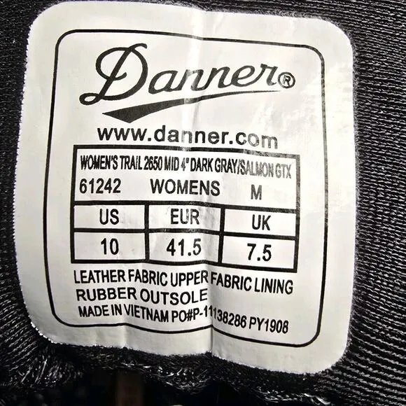 DANNER Trail 2650 Goretex Mid Women’s 61242 Hiking Boot Sneaker Sz US 10