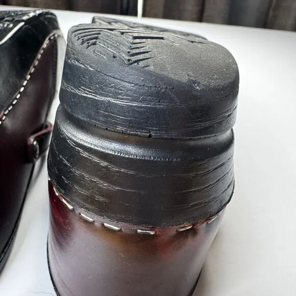 Dansko Mary Jane Marcelle Clogs Women 41 Red Oxblood Leather Strap Comfort Shoes