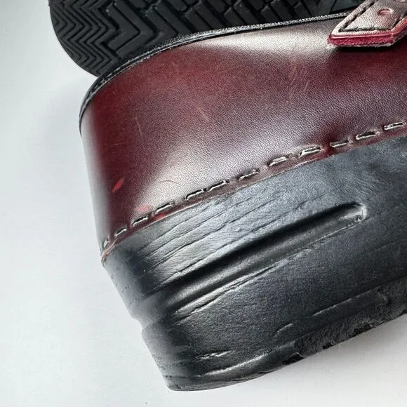 Dansko Mary Jane Marcelle Clogs Women 41 Red Oxblood Leather Strap Comfort Shoes