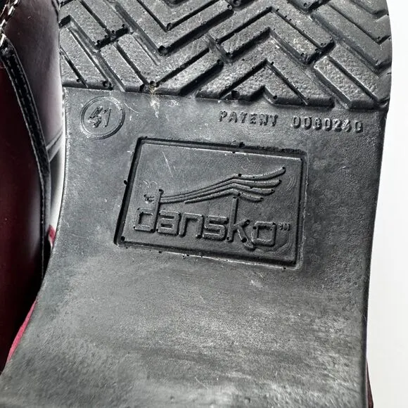 Dansko Mary Jane Marcelle Clogs Women 41 Red Oxblood Leather Strap Comfort Shoes