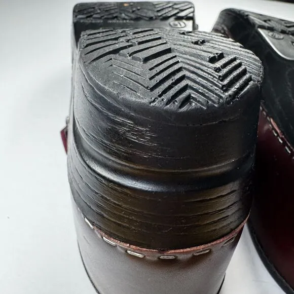 Dansko Mary Jane Marcelle Clogs Women 41 Red Oxblood Leather Strap Comfort Shoes